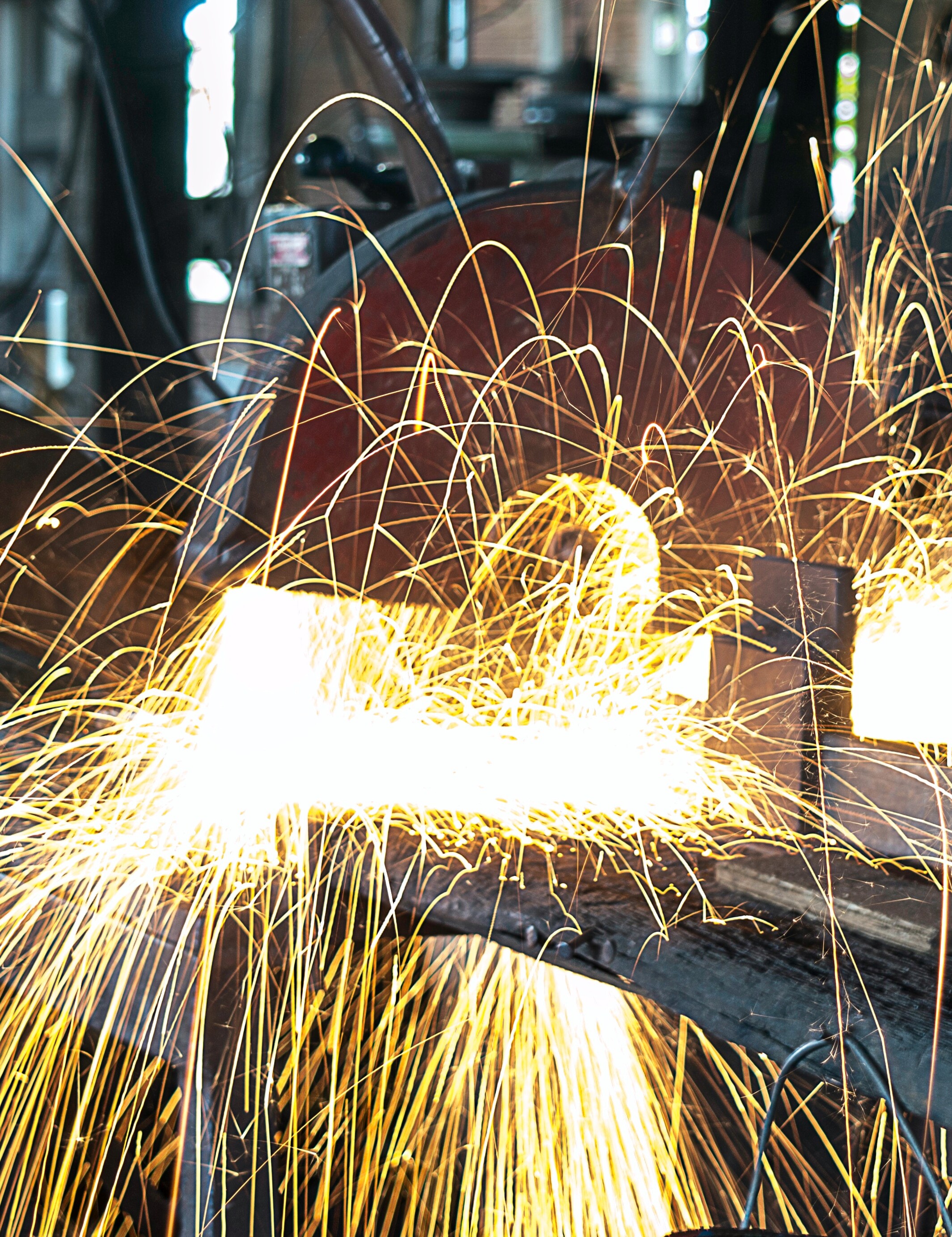 sparks flying from welding at AWI